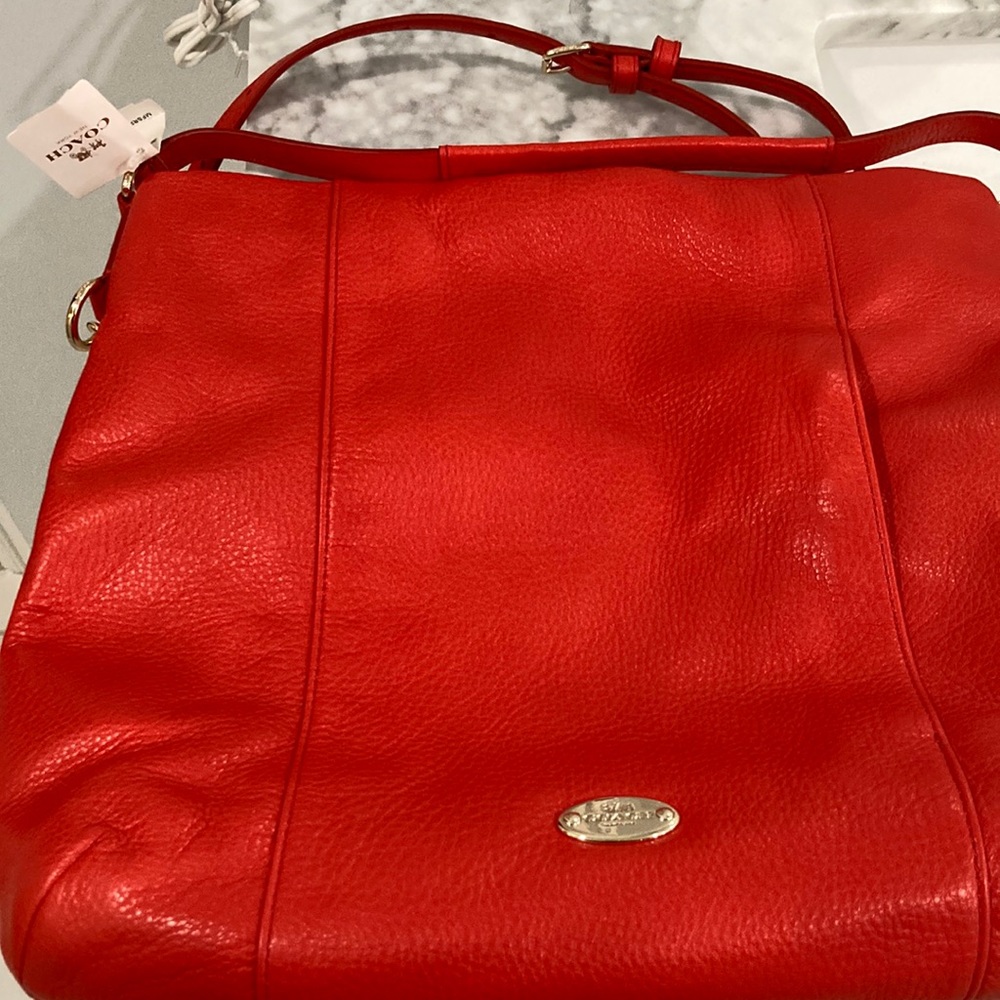 Coach Isabelle hobo pebbled poppy color crossbody style 34511